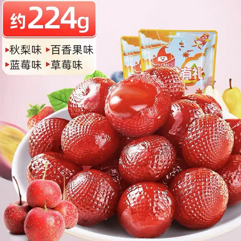 Popping Hawthorn,4 Flavors Mixed Pack,Whole Fruit Sandwich,Dried Fruits,Snacks 224 กรัม