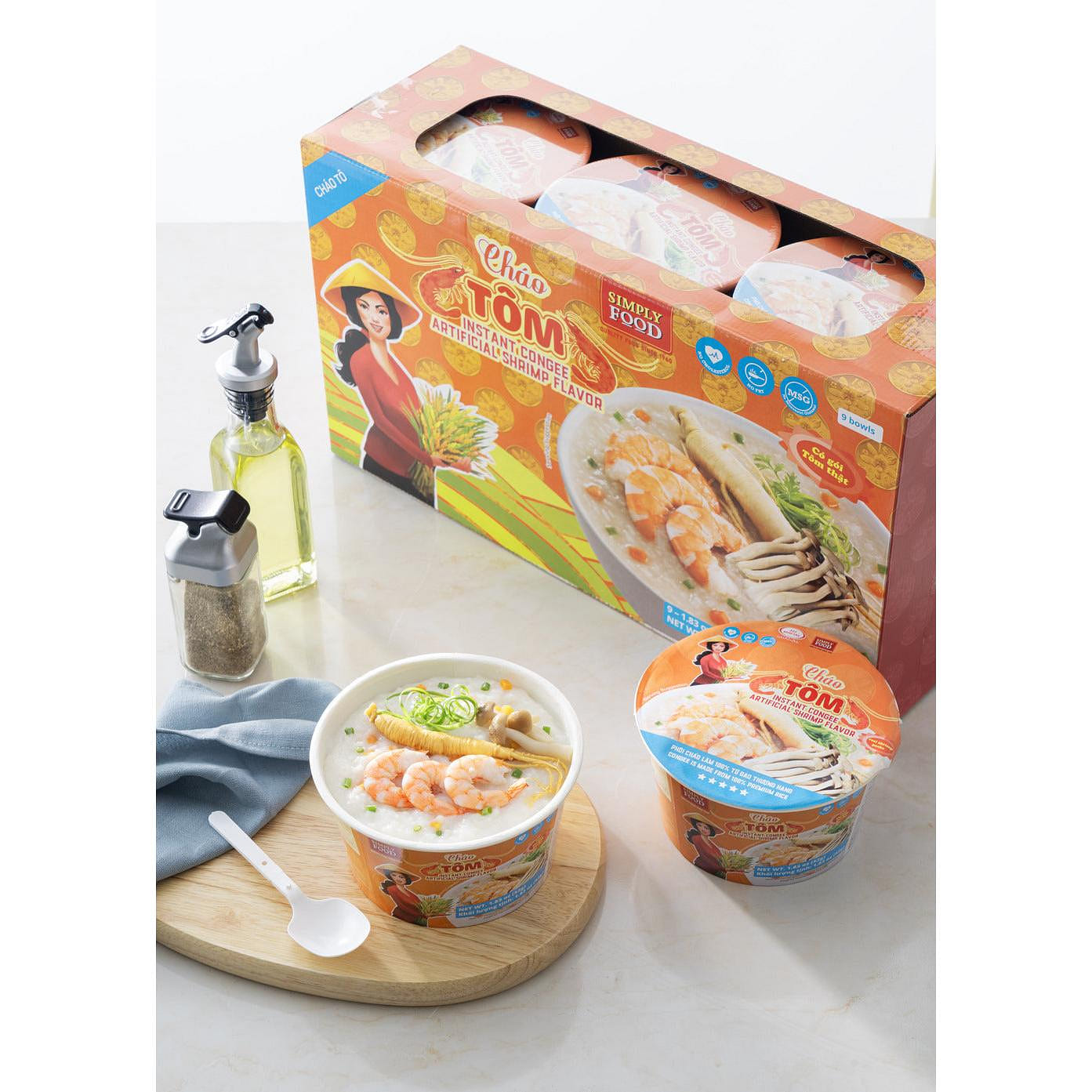 Simply Food Shrimp Congee Bowl 1.83oz pack of 9 1 ส่วน