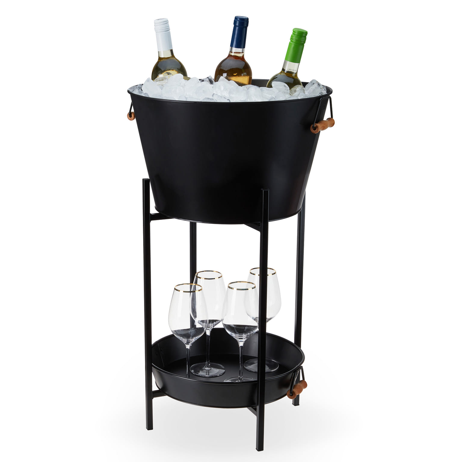 Black Beverage Tub with Stand & Tray by Twine Living® 1 ส่วน