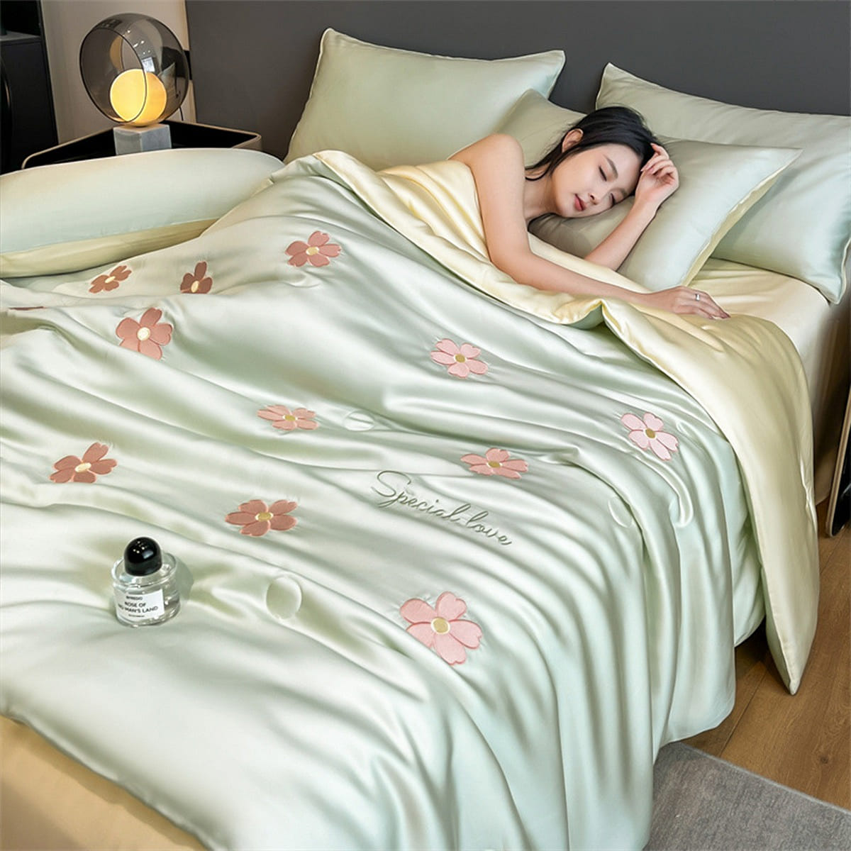 Ice Silk Summer Cool Quilt Flowers fruits2.0m 1 ส่วน