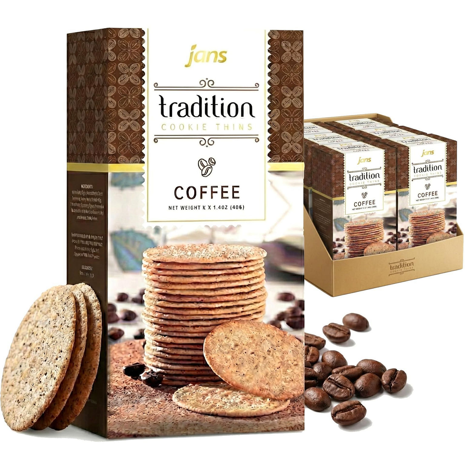 Jans - คุกกี้แครกเกอร์อบแบบดั้งเดิม รสกาแฟ 4.2 ออนซ์ แพ็ค 6 ชิ้น 4.2 ออนซ์*6 แพ็ค