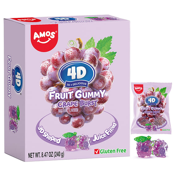 weee_snack_AMOS Gummies Grape Burst Fruit-Shaped Gummy(10ct) 8.47 oz
