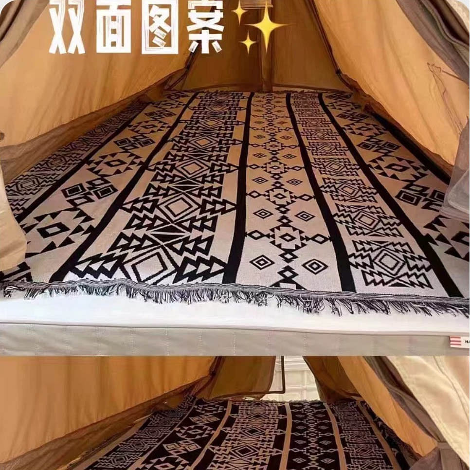 TanXianZhe Indian Camping Blanket Black&White Geometry Pattern 180*130 cm 1 ส่วน