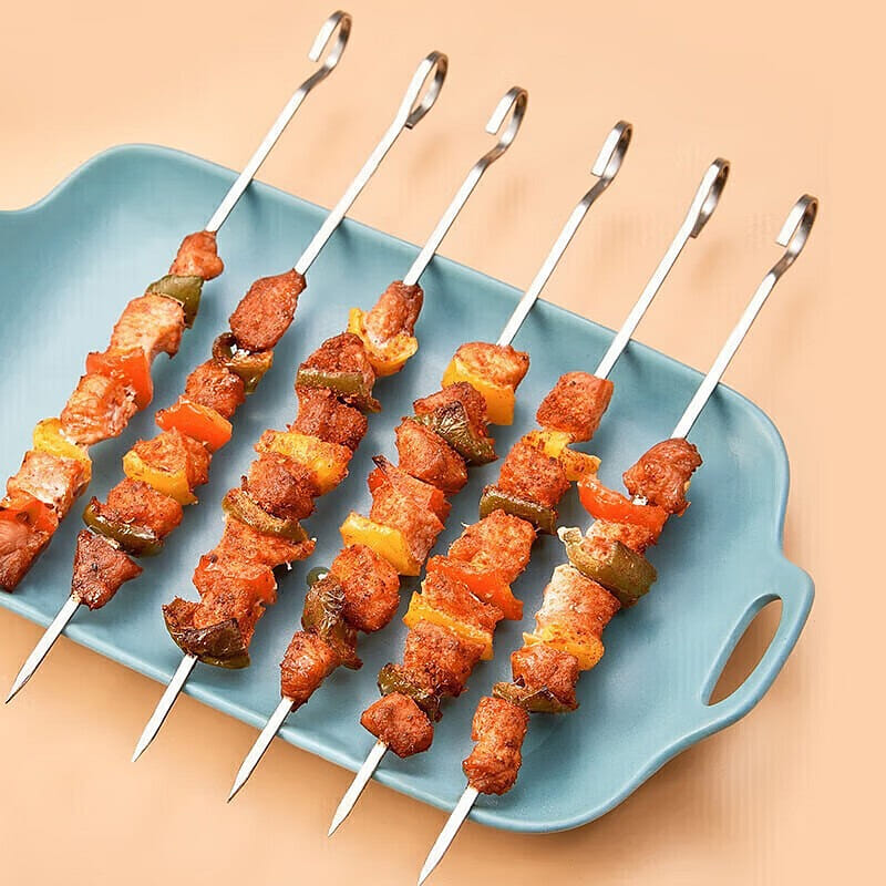 304 Stainless Steel BBQ Skewers with Hooked Flat 1 ส่วน