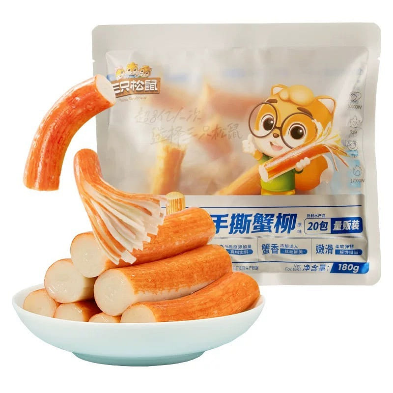 Three Squirrels - Hand-Torn Crab Stick 180g 180 그램