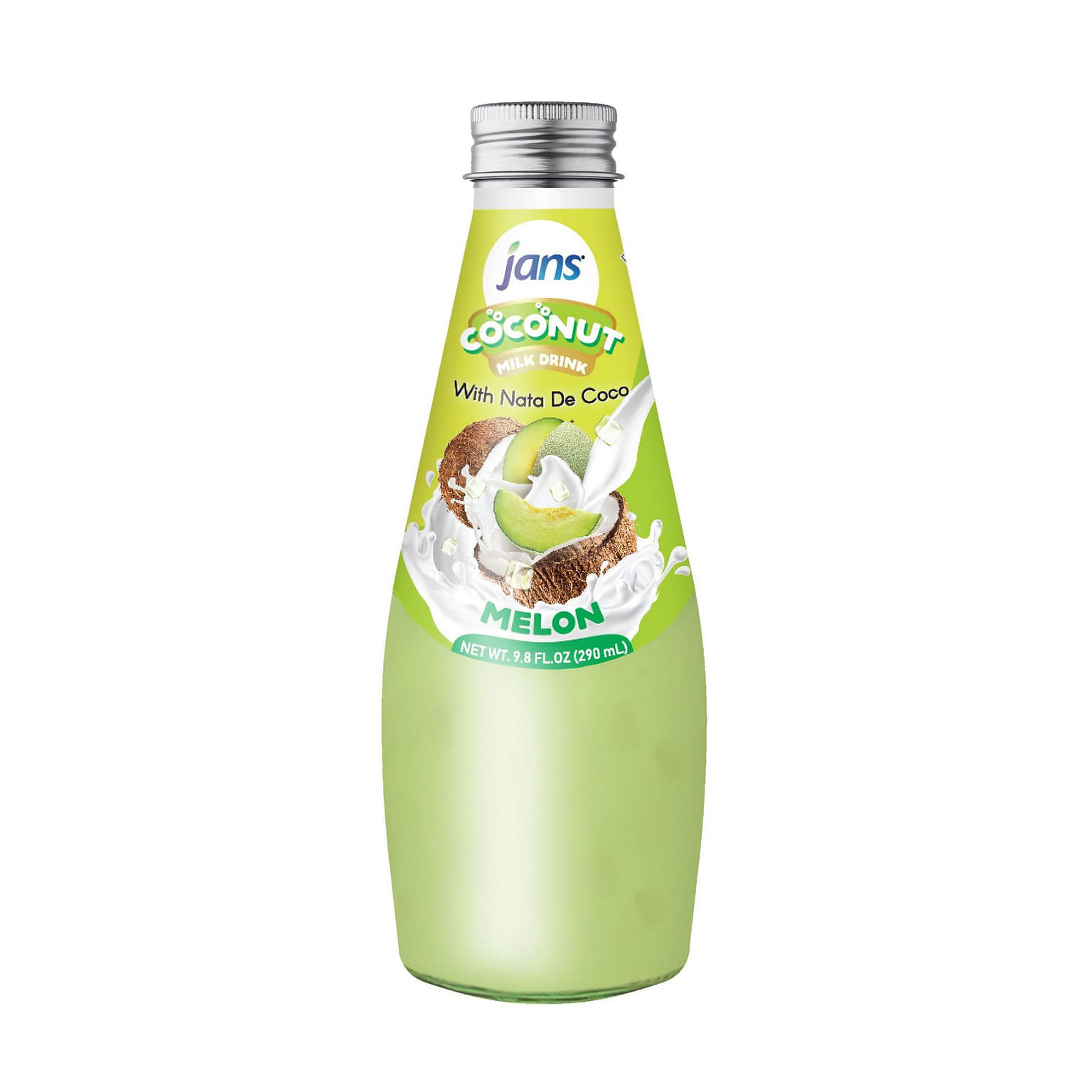 Jans - เครื่องดื่มนมมะพร้าวผสมวุ้นมะพร้าว รสเมล่อน 9.8 ออนซ์ แพ็ค 12 ชิ้น 9.8 ออนซ์ของเหลว*12 แพ็ค