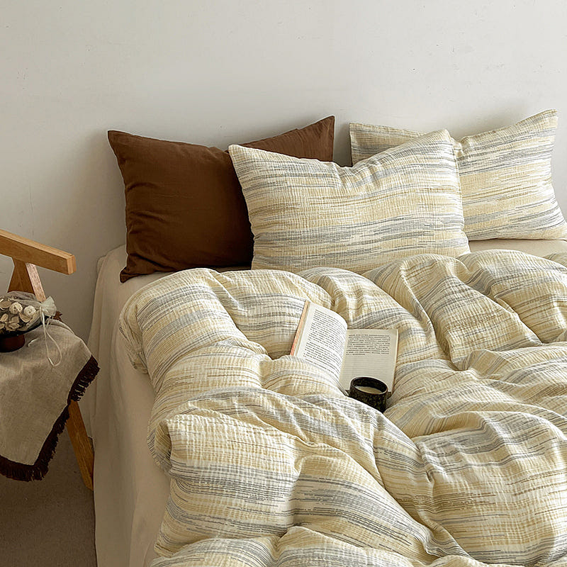 Breeze Line Bedding Set(Fitted) Morning Oat-Q 2000 g
