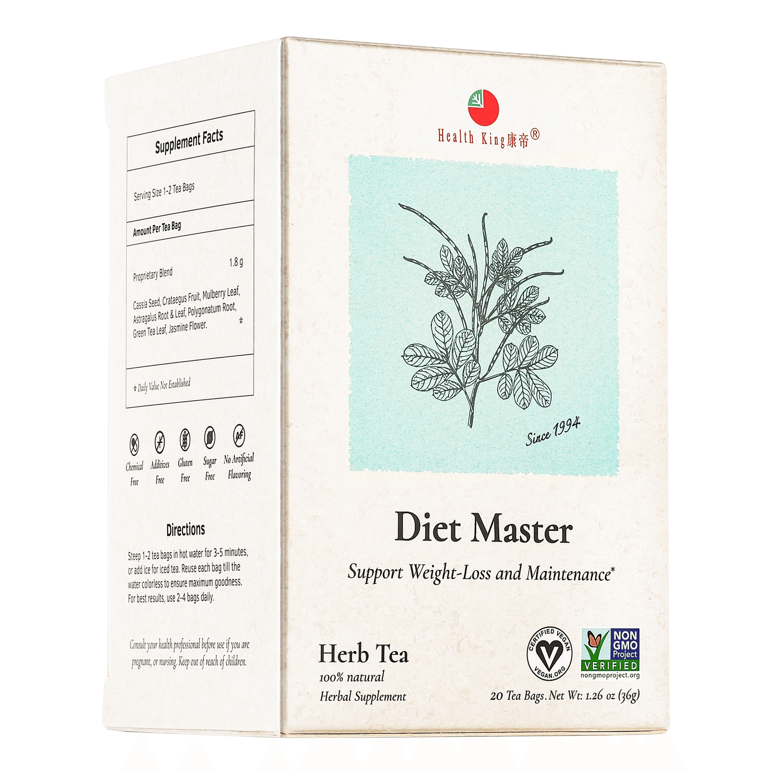 Health King Diet Master Herb Tea - Weight Management & Healthy Slimming 1.26 온스