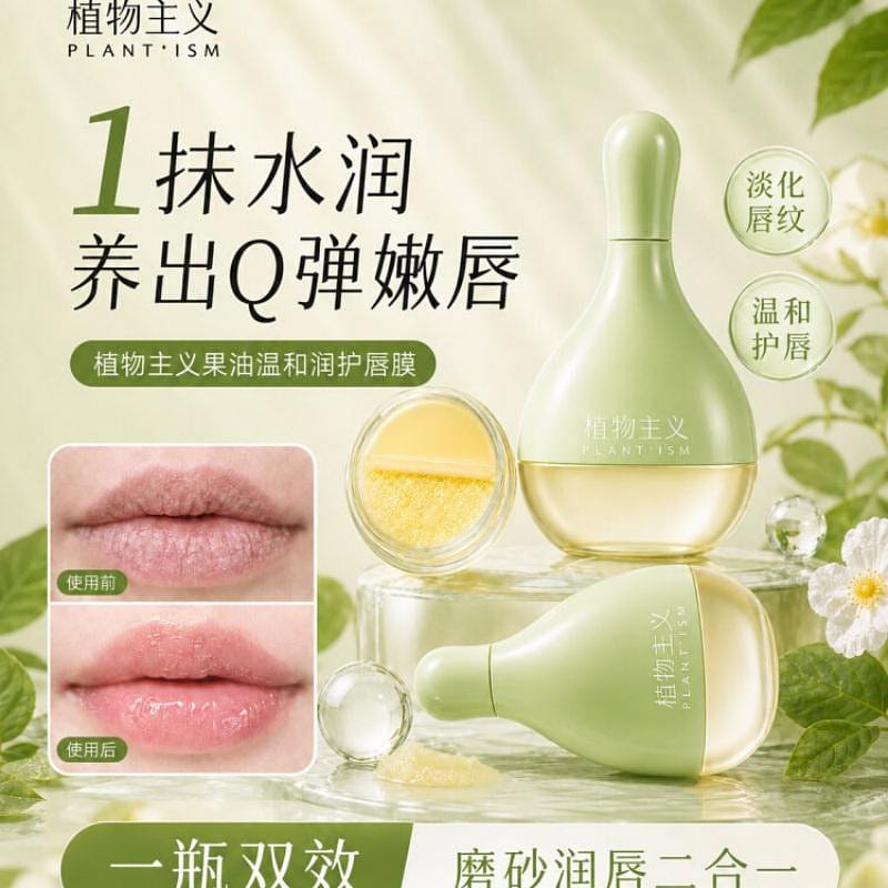 Zhiwuzhuyi 2in1 สครับบาล์มริมฝีปาก ชุ่มชื้นลดริ้วรอย 8.6g 2 ขวด