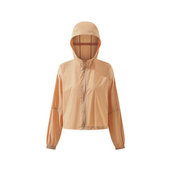 우브라스 얇고 가벼운 매미 날개 와이드 숄더 후드 자외선 차단 코트 - 오크 브라운 M 50 그램