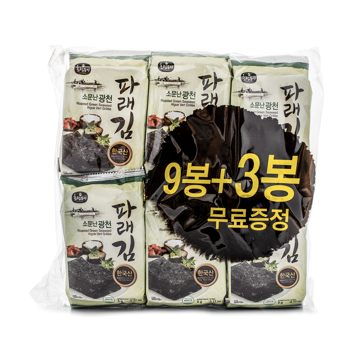 Choripdong Gwangchun Roasted Seaweed with Perilla Oil 12pk 1 box