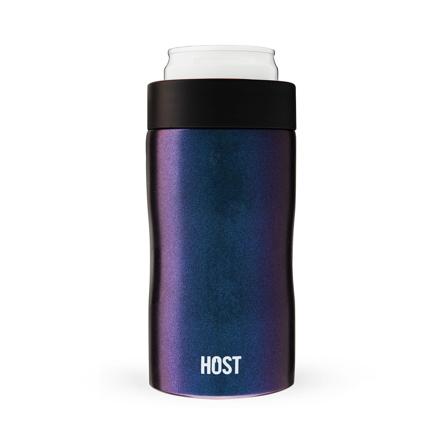 HOST Stay-Chill Beer Cozy Insulated Can Cooler Tumbler - Double Walled Stainless Steel Beer Can Insulator Holder for Slim Sized Cans - Galaxy Black 12 oz