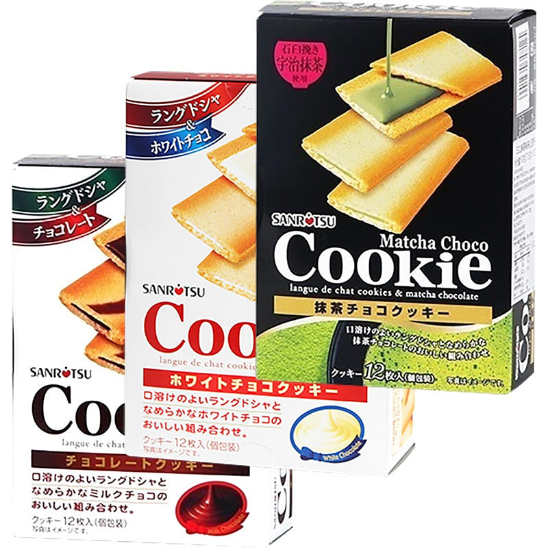 日本三立夹心饼干 黑巧白巧克力抹茶三种口味各1盒 252 克