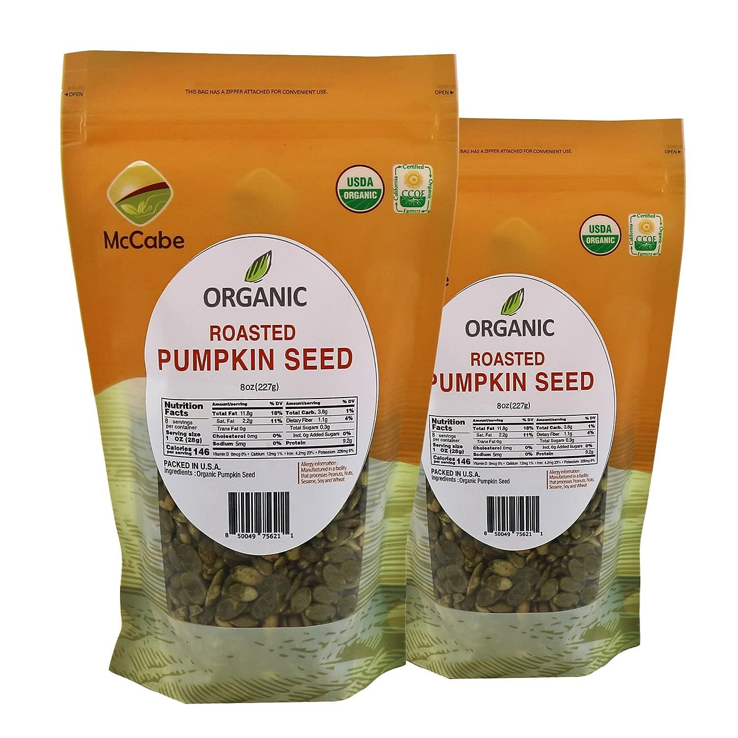 McCabe Organic Roasted Pumpkin Seeds 8oz (2 Packs) 8 온스