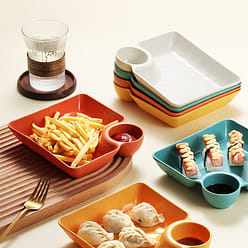 Square Dumpling Plate- Yellow 1 Pc 1 each