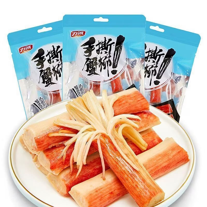 力诚手撕蟹柳 原味蟹肉棒 海味熟食 即食小吃 1袋 100 克