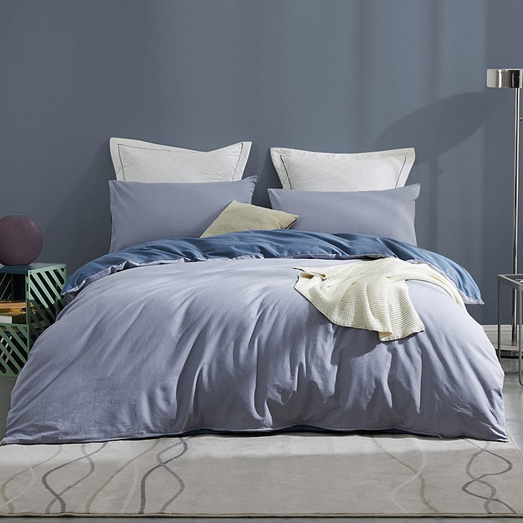 LUOLAI Grey blue 100% cotton 4-piece skin-friendly soft silky smooth Queen Size 1 hộp