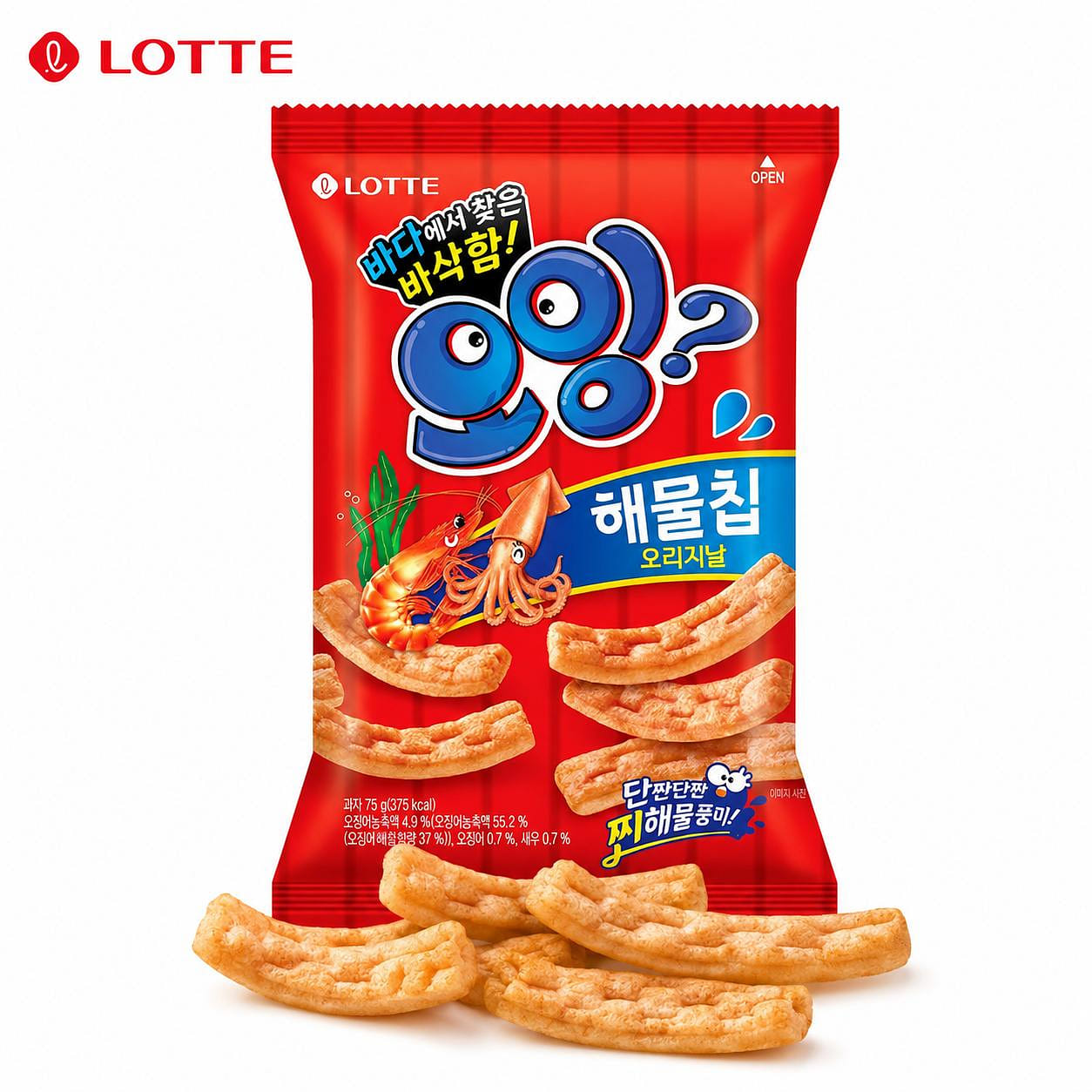 Lotte Shrimp and Squid Flavor Crispy Strips 75g 1 each