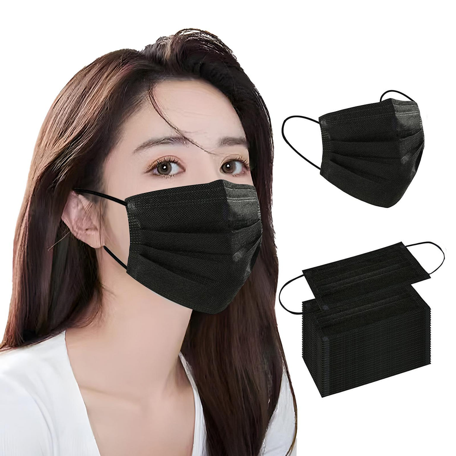 [Free Shipping] High-value black disposable mask, comfortable and breathable 50 count