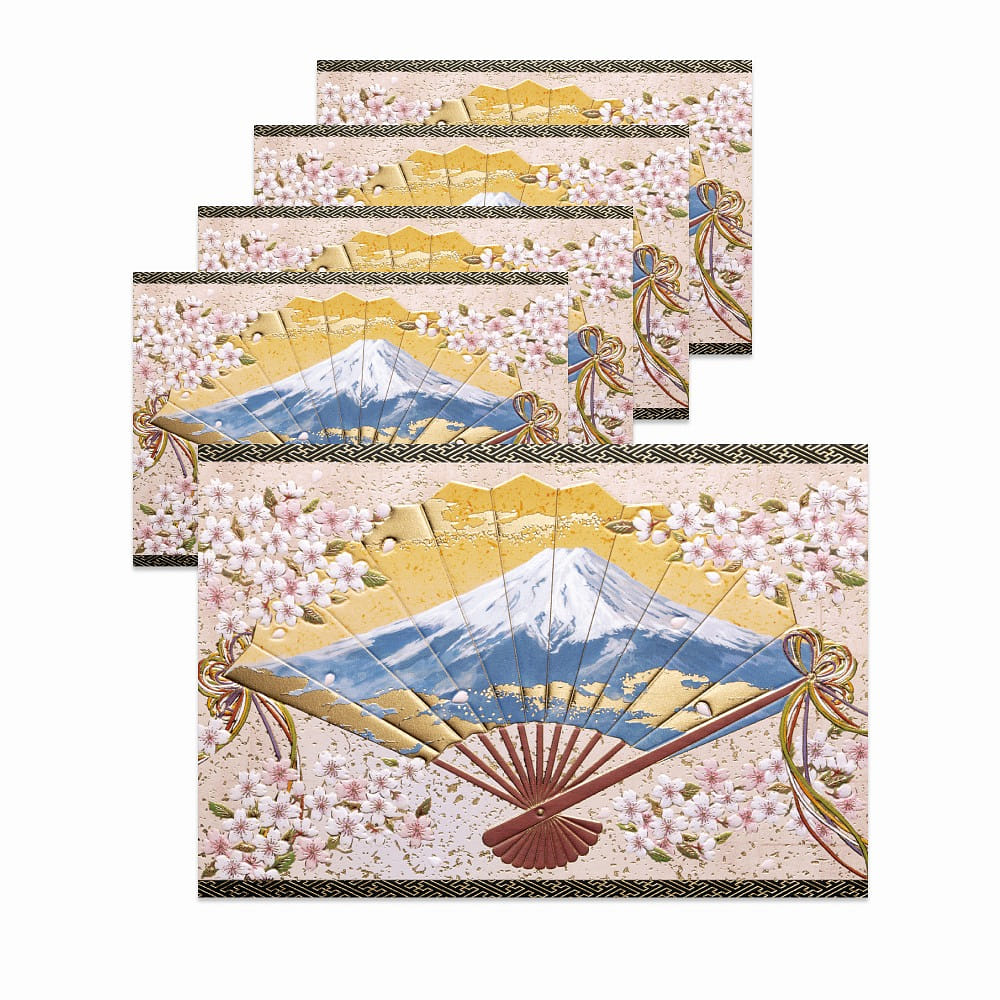 Japanese-style card <Mt. Fuji and Cherry Blossom> 5pcs Made in Japan 1 case
