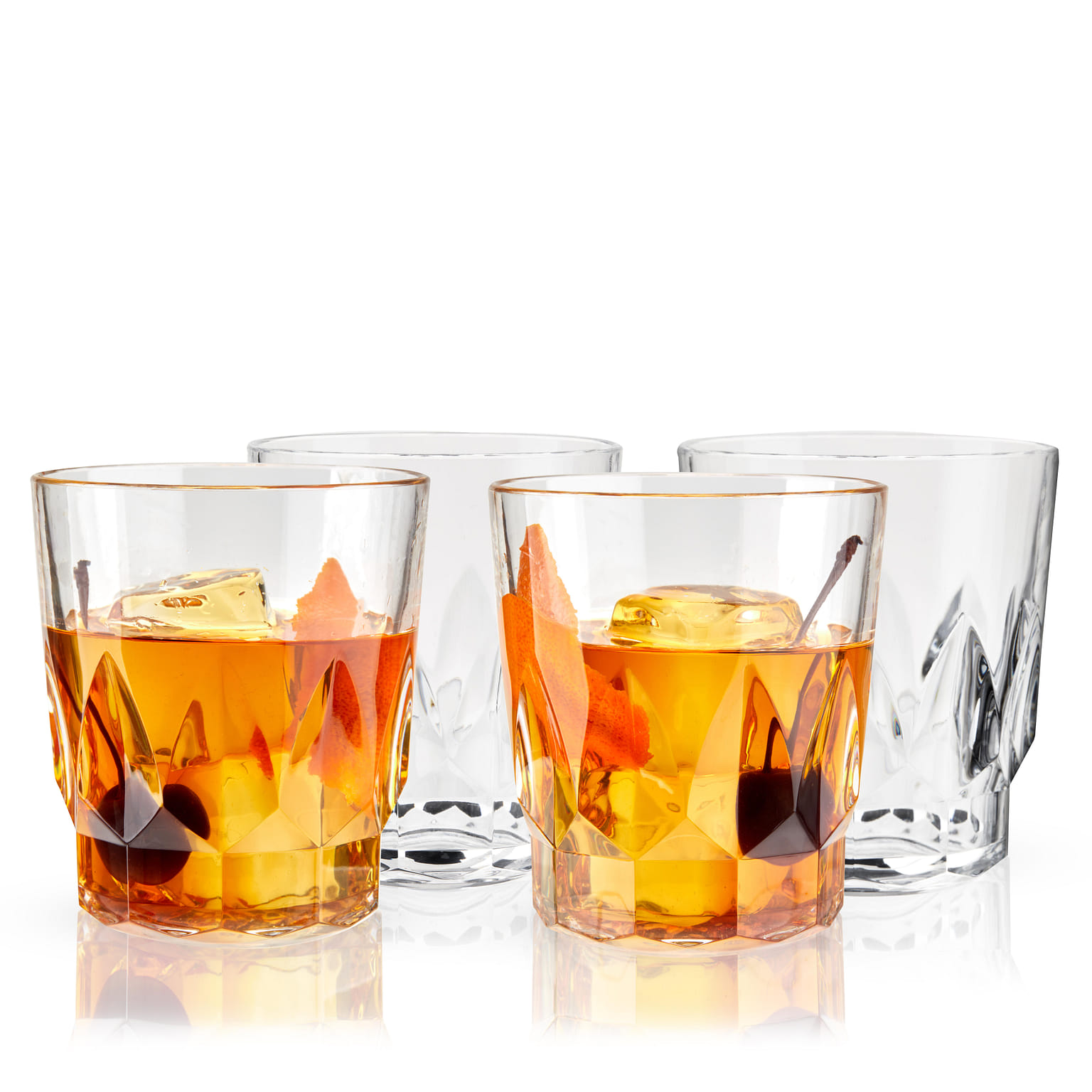 Viski Shatterproof DOF Drinking Glasses - Acrylic Rocks Glasses for Whiskey, Scotch, Bourbon - Dishwasher Safe 11.5oz Set of 4 11.5 온스