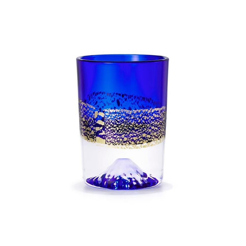 Tajima glass Handmade Mt. Fuji Gold Leaf Cup (Blue, 2.9fl-oz) Made in Japan 1 อัน