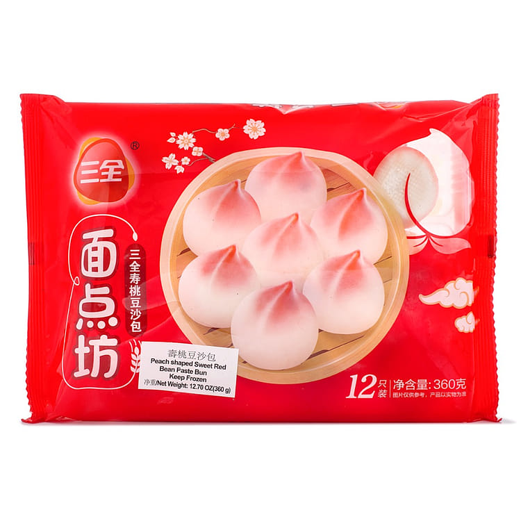 リール red bean bun Get Sanquan Peach-Shaped Sweet Red Bean Paste Buns Delivered