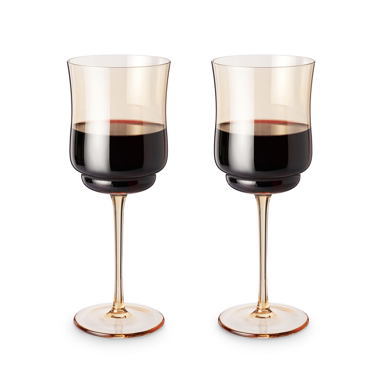 Twine Tulip Wine Glasses, Gold Amber Tinted Drinking Tumblers Stemmed Red or White Wine Glasses, Yellow Brown, 14 Oz, Set of 2 14 온스