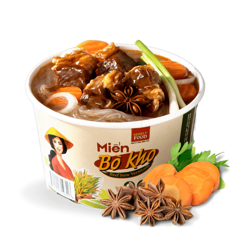 Simply Food Beef Stew Vermicelli Glass Instant Noodle Bowl 1 count 1 ส่วน