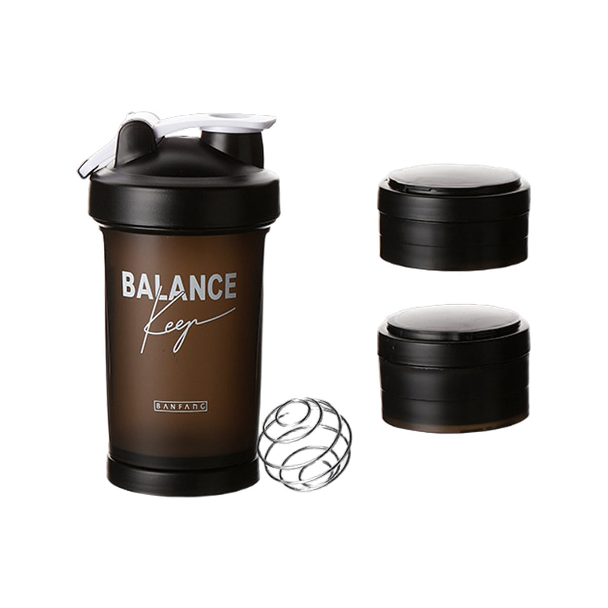 Fitness water bottle shaker cup balance black 1 each