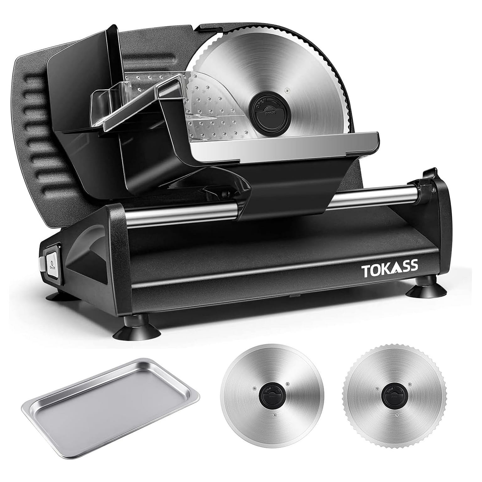 Meat Slicer 200W Electric Food Slicer Black with 2 1 cái
