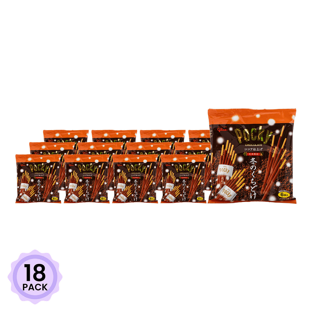 Glico ﻿Winter Melty Pocky Chocolate Cream Covered Biscuit Sticks 6P 4.62 oz*18 pack