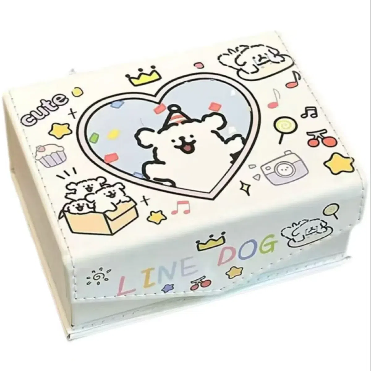 Line Puppy Leather Storage Box Dust-proof 1 count