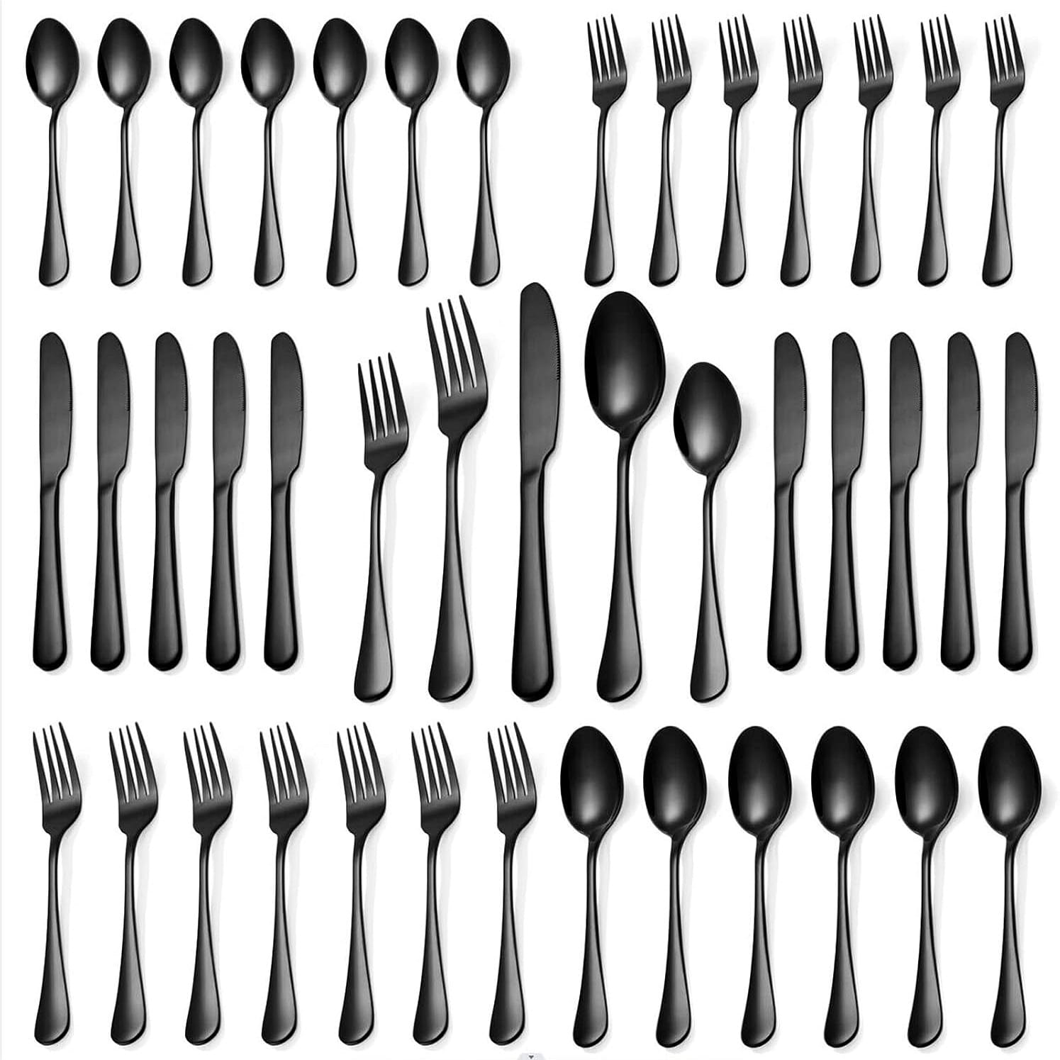 20件套黑色银器套装，食品级 方形手柄 1 个