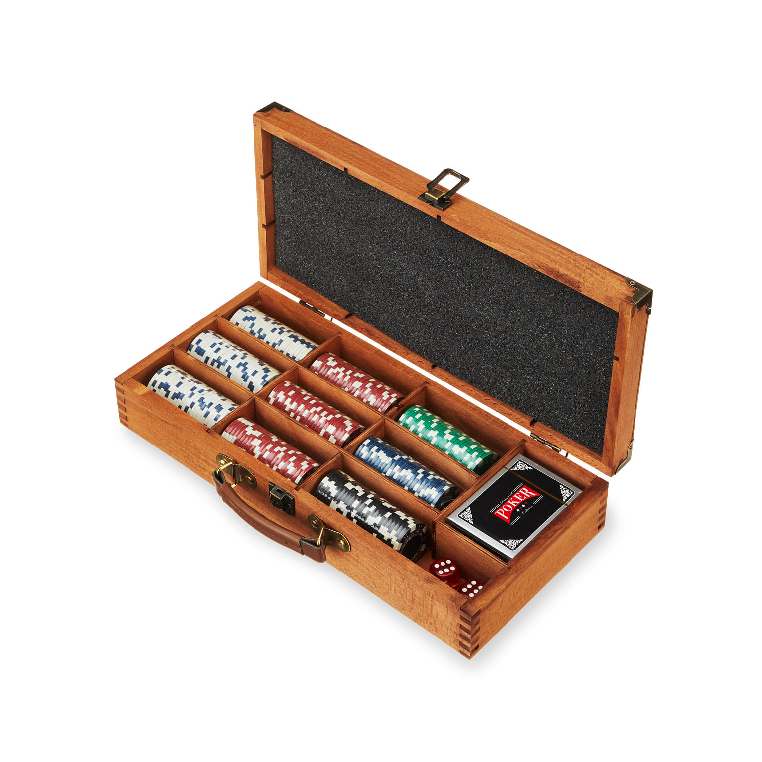 Foster & Rye Wooden Poker Sets with Case - Poker Kit in Wooden Box includes Two Card Decks, Two Dice, Poker Chips and Storage Box 1 phần