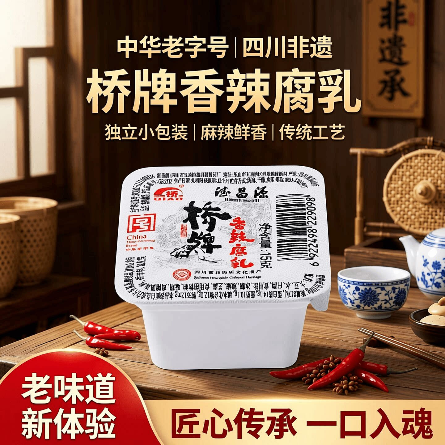 QIAO Spicy Fermented Bean Curd 15g 9 box