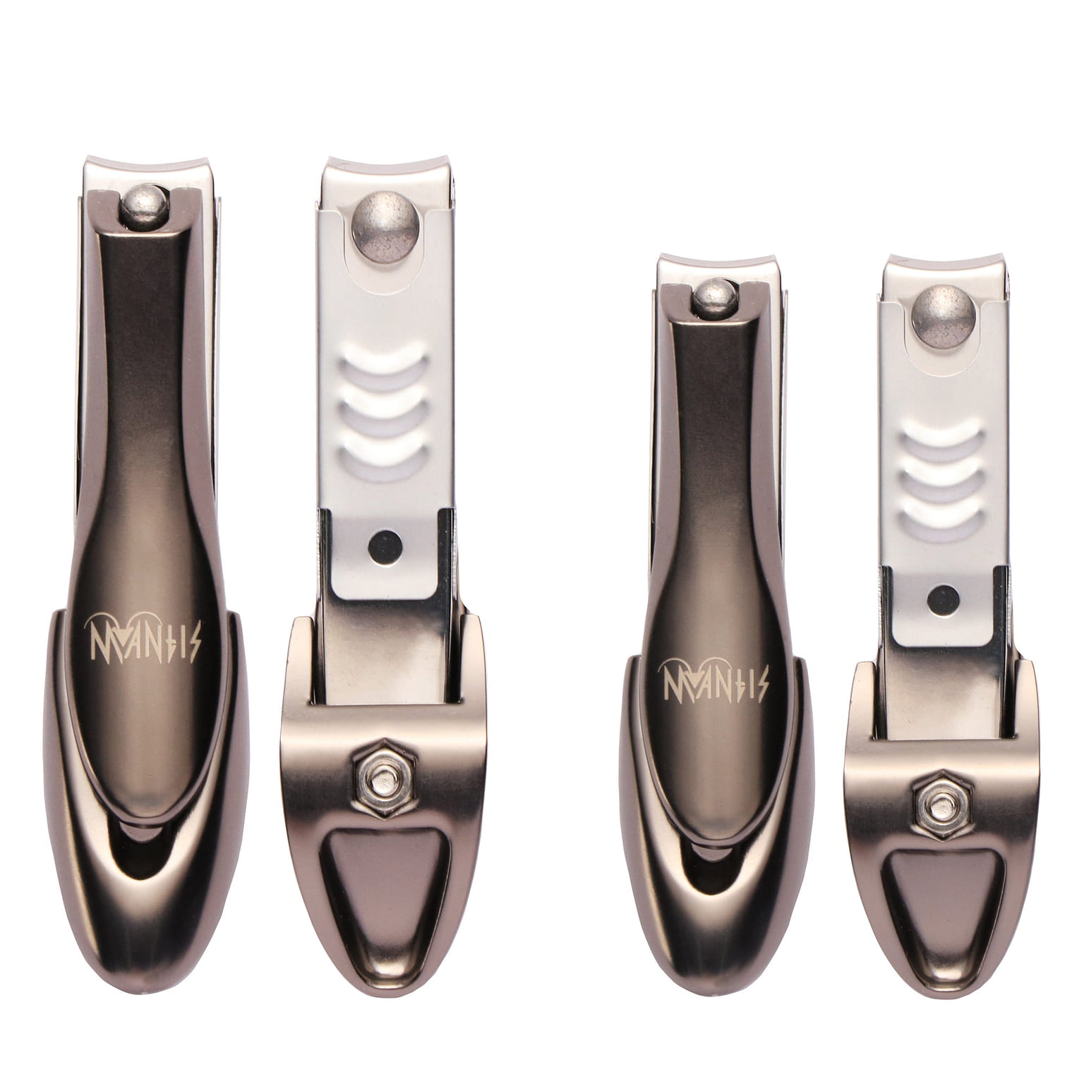 MANTIS Nail Clippers with Catcher, Bionic Design Kit for Female and Male,Stainless Steel, Black 1 ส่วน