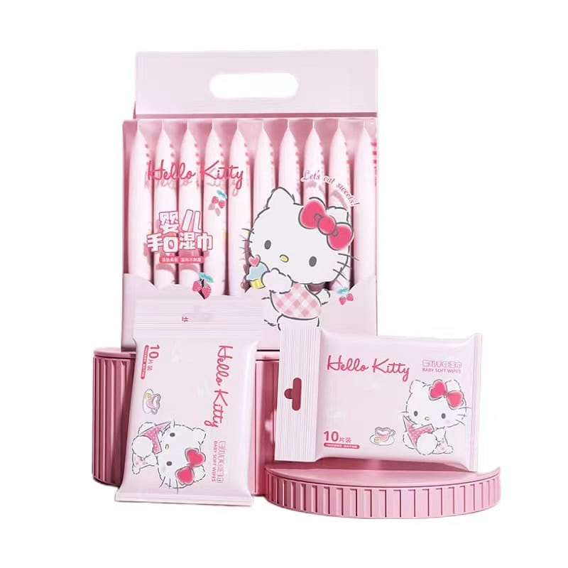 Sanrio Baby Hand Mouth Wipes Household Wipes Outdoor Portability -Hello Kitty 1 phần