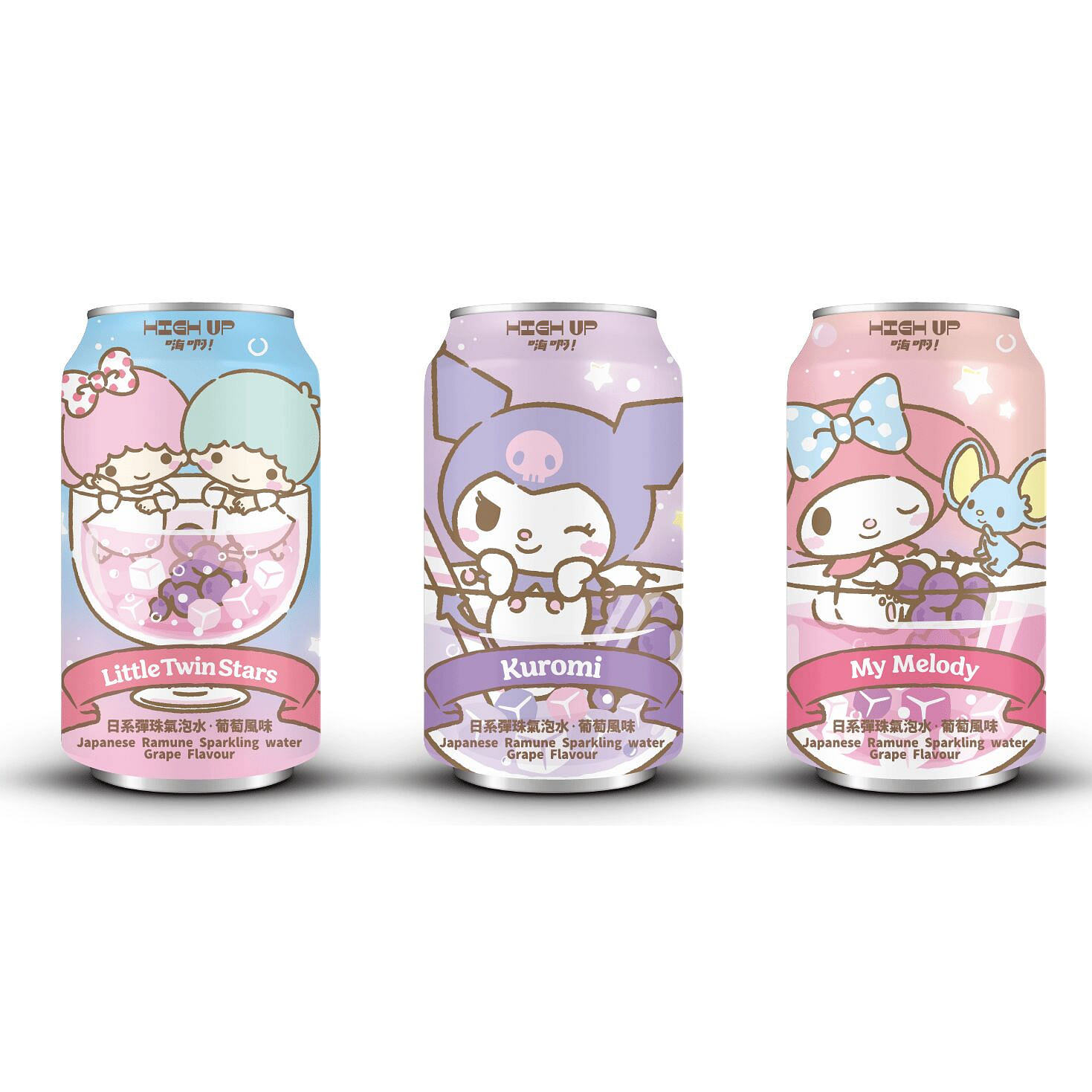 SANRIO AND FRIENDS SPARKLING WATER GRAPE 3 can