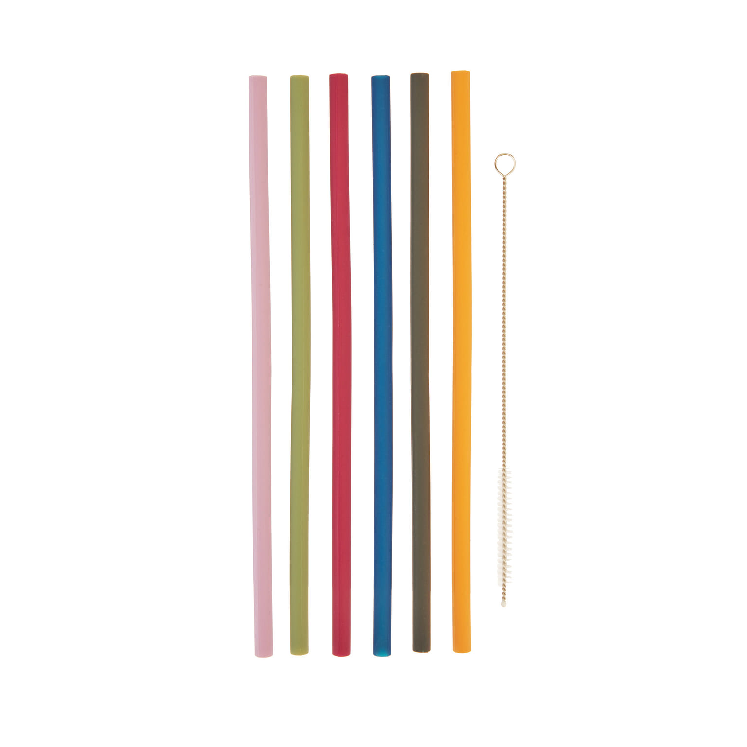 Silicone Straws, Set of 6 with Cleaning Brush by True 6 個