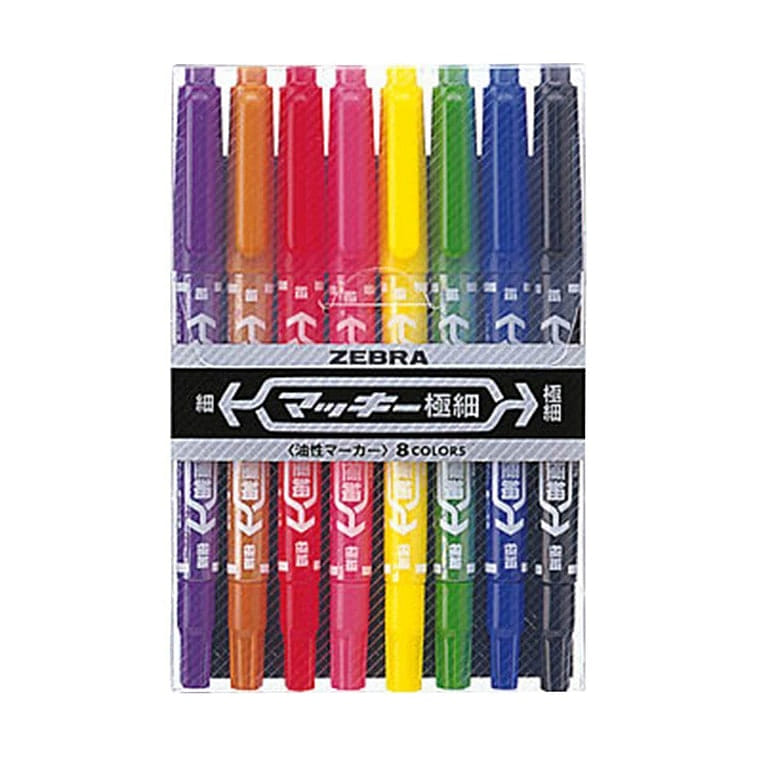 Zebra Double-ended Extra Fine Oil Pen 8 Colors 1 개