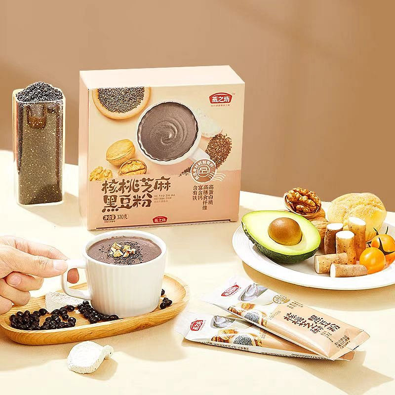 【燕之坊】核桃芝麻黑豆粉 多重黑營養 高鈣營養早餐衝飲 320g*1盒 320 克