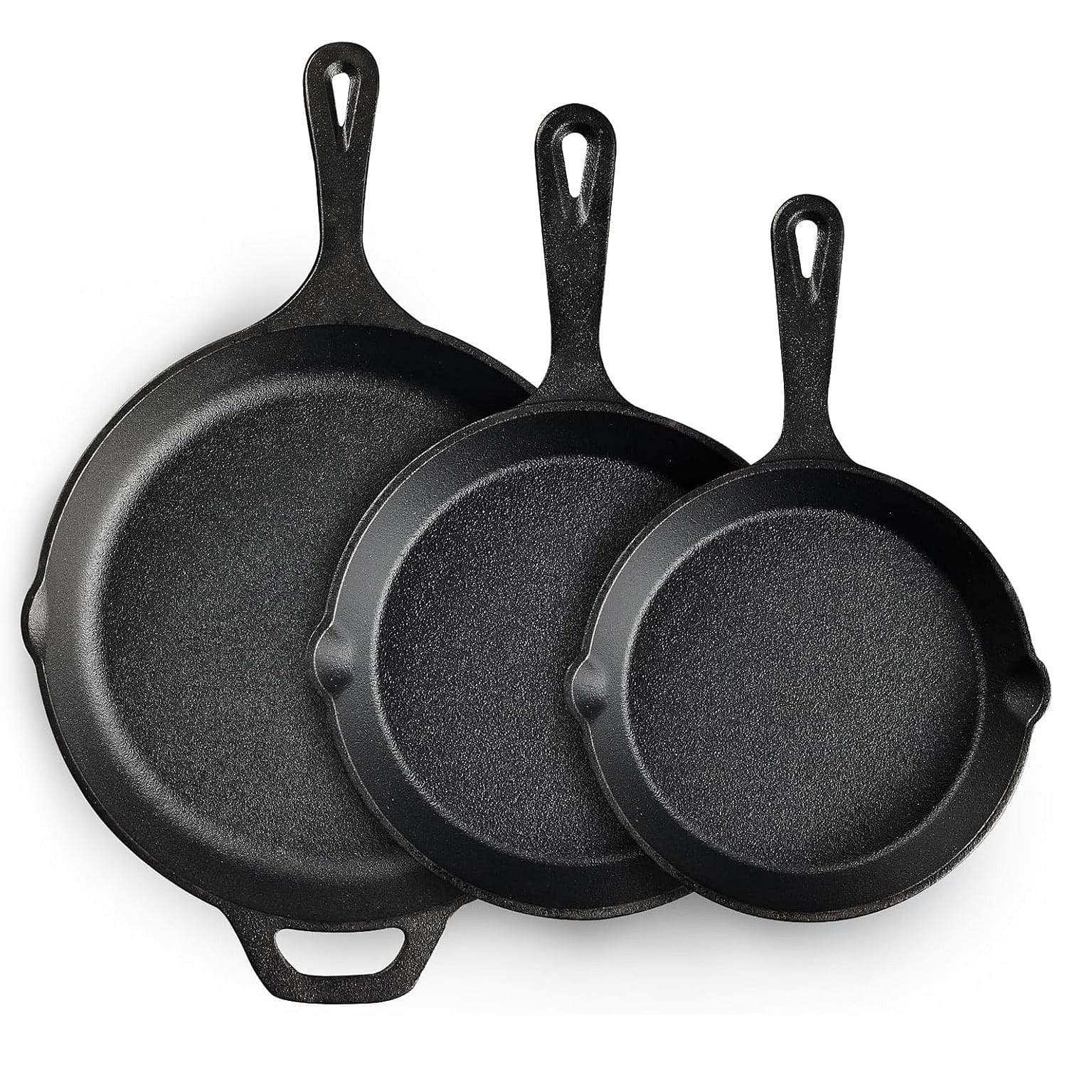 Cast Iron Skillet 3-Piece Set,6",8",10",Heavy-Duty 1 each