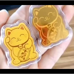Gold-Plated Fortune Cat 24K 9999 SET OF 5 0.2 g