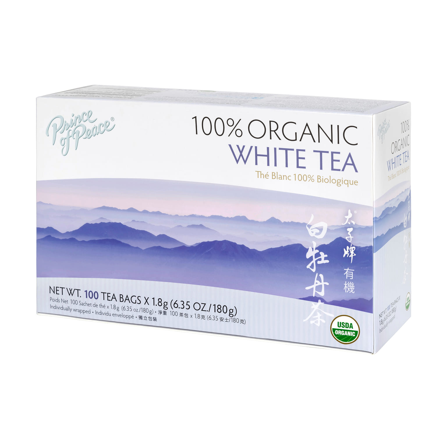 Prince of Peace Organic White Tea, 100 tea bags 1 hộp