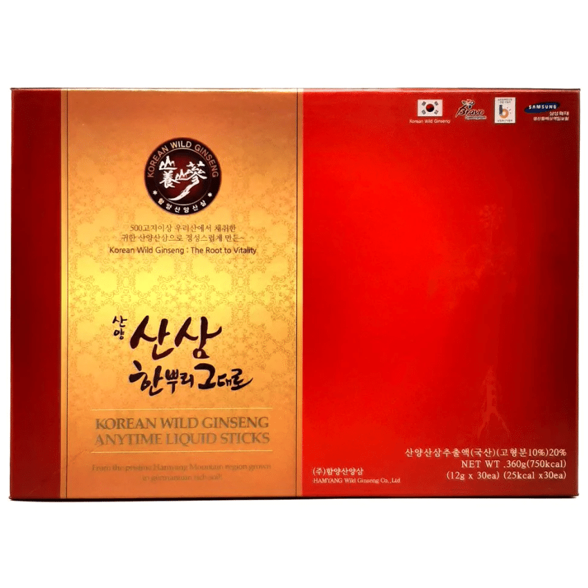 Hamyang Korean Wild Mountain Ginseng Anytime Liquid Extract Sticks (30 x 12g) 1 กล่อง