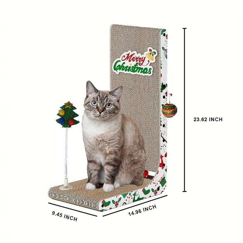Christmas Style 23.6" L Shaped Vertical Cat Scratcher Wall Mount 1 count