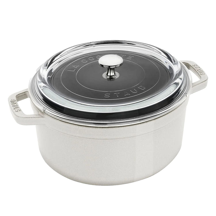 STAUB ストウブ鍋 ガラス蓋付き ラウンドココット ホワイト - Weee!