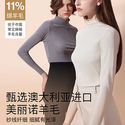 터틀넥 울 소재 보온 스킨웨어 상의-연회색-M 1 개