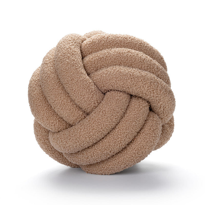 LULLABUY Knotted Ball Lamb Fleece Throw Pillows Khaki 28cm 2000 그램